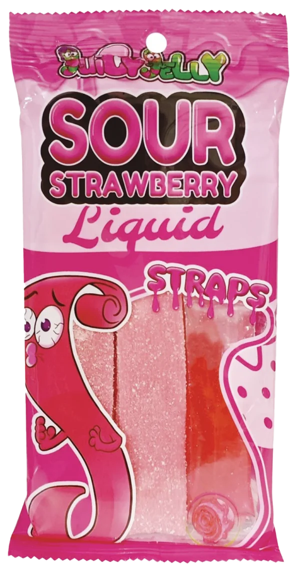 Juicy Jelly Sour Straps Strawberry With Liquid 160g