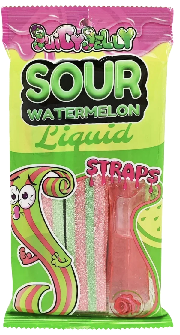 Juicy Jelly Sour Watermelon Straps With Liquid 160g